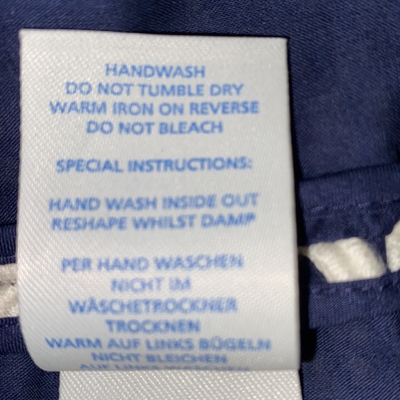 Boden Navy Blue White Eyelet Overlay Short Sleeve Cotton Shift Dress - Picture 14 of 14